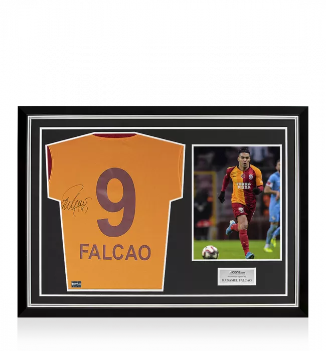 Radamel Falcao Back Signed Galatasaray 2020-21 Home Shirt In Hero Frame: Option 1