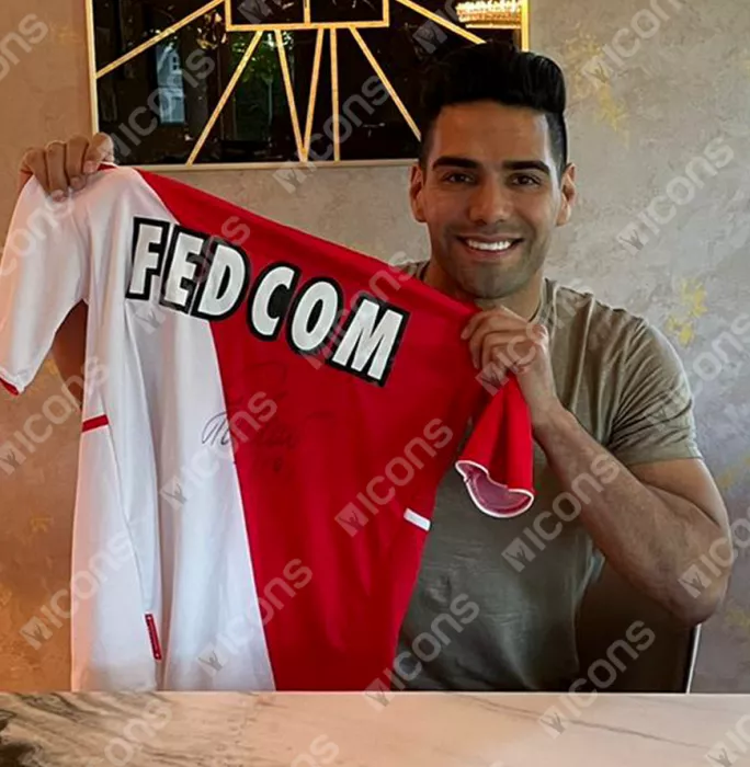 Radamel Falcao Front Signed 2013-14 AS Monaco Home Shirt In Classic Frame