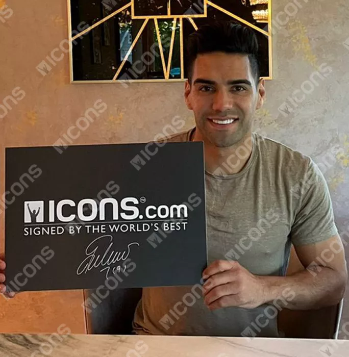 Radamel Falcao Official UEFA Europa League Signed Orange And White Nike Mercurial Vapor Boot In Acrylic Case