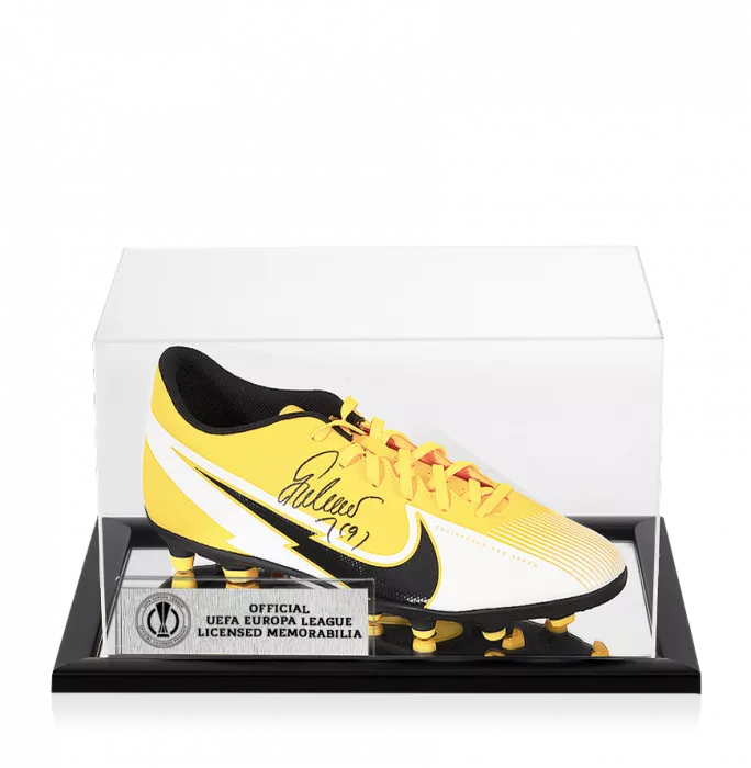 Radamel Falcao Official UEFA Europa League Signed Orange and White Nike Mercurial Vapor Boot In Acrylic Case