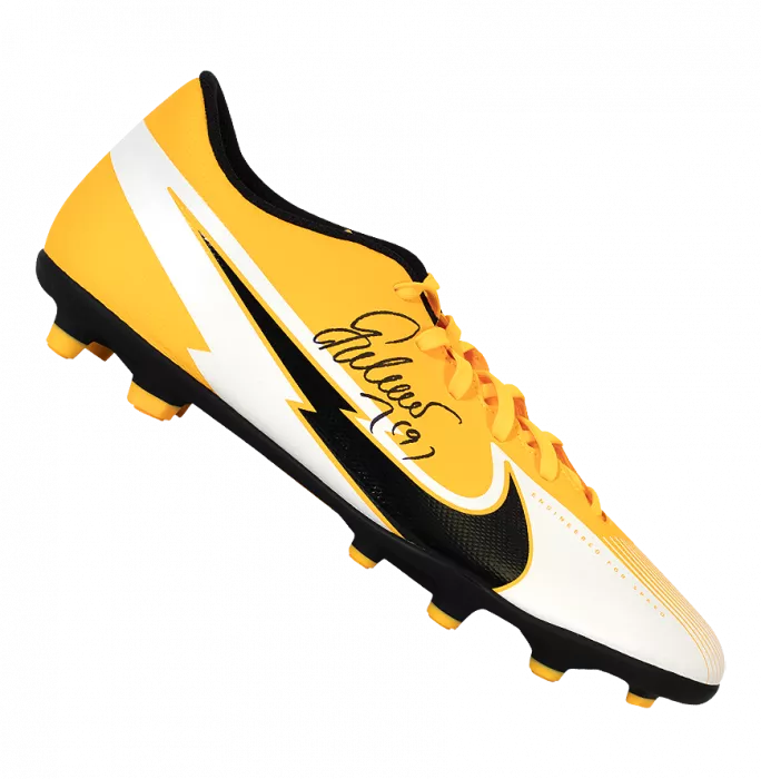 Radamel Falcao Signed Orange And White Nike Mercurial Vapor Boot In Acrylic Case