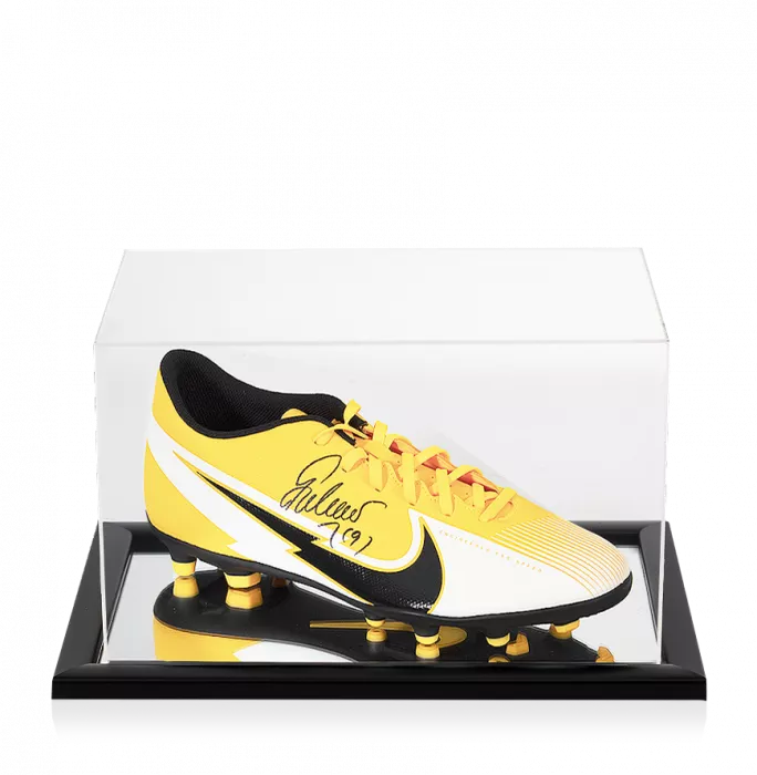 Radamel Falcao Signed Orange and White Nike Mercurial Vapor Boot In Acrylic Case