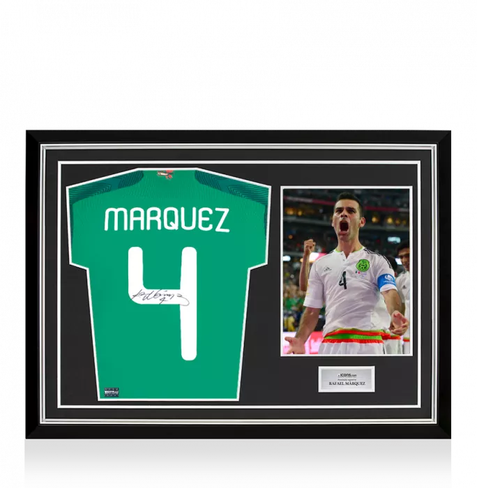Rafael Marquez Back Signed Mexico Modern Home Shirt with Fan Style Numbers In Hero Frame: Copa América Edition