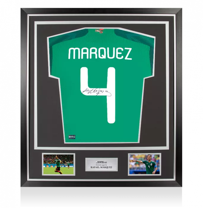 Rafael Marquez Back Signed Mexico Modern Home Shirt with Fan Style Numbers In Classic Frame