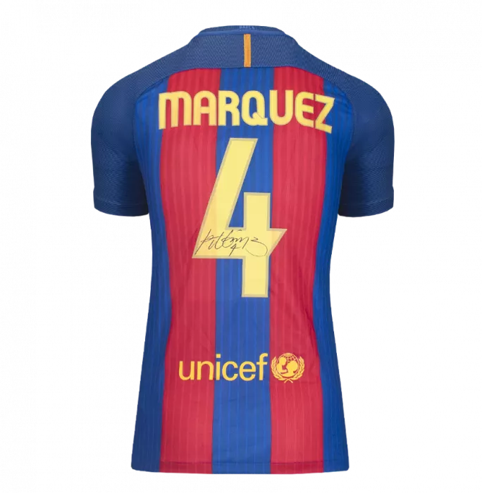 Rafael Marquez Official FC Barcelona Back Signed And Framed Modern FC Barcelona Home Shirt