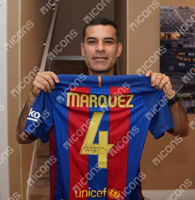 Rafael Marquez Official FC Barcelona Back Signed And Framed Modern FC Barcelona Home Shirt