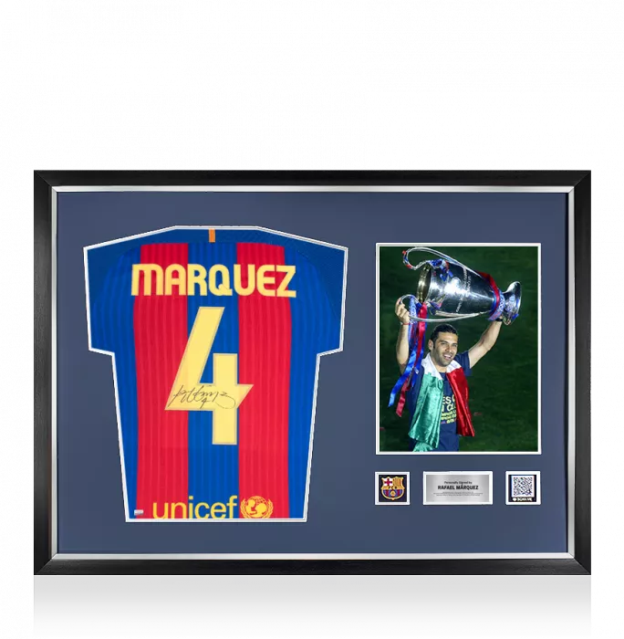Rafael Marquez Official FC Barcelona Back Signed and Framed Modern FC Barcelona Home Shirt