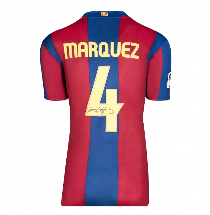 Rafael Marquez Official UEFA Champions League Back Signed And Framed FC Barcelona 2007-08 Home Shirt With Fan Style Numbers