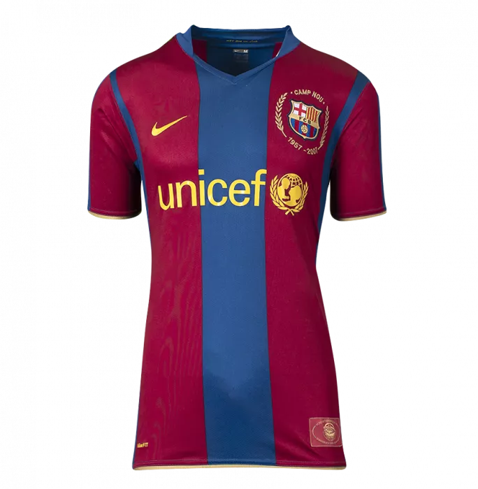 Rafael Marquez Official UEFA Champions League Back Signed And Framed FC Barcelona 2007-08 Home Shirt With Fan Style Numbers