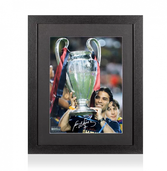 Rafael Marquez Signed FC Barcelona Photo In Black Wooden Frame: 2009 UEFA Champions League Winner