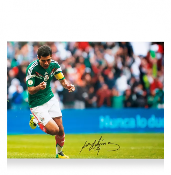 Rafael Marquez Signed Mexico Photo In Black Wooden Frame: Azteca Goal
