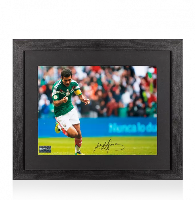 Rafael Marquez Signed Mexico Photo In Black Wooden Frame: Azteca Goal
