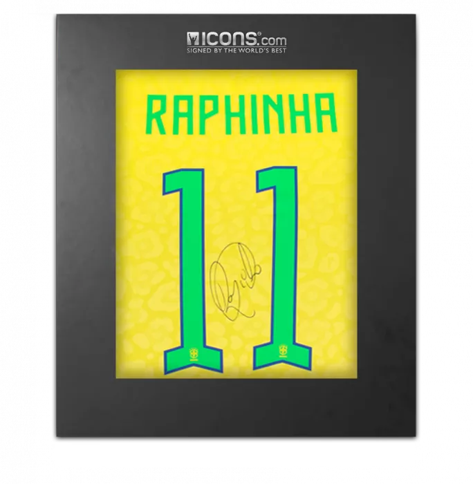 Raphinha Back Signed Brazil 2022-23 Home Shirt In Deluxe Packaging