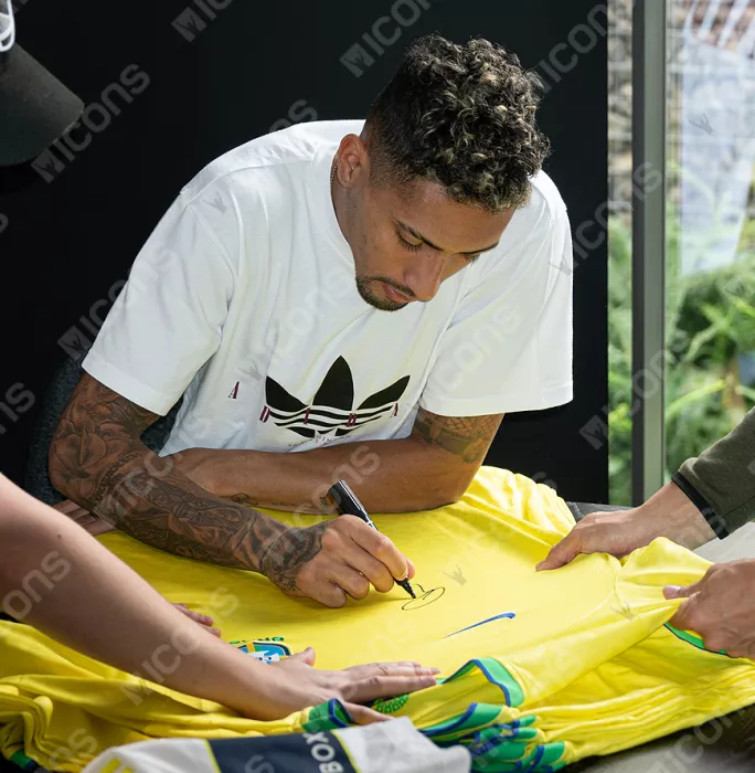 Raphinha Front Signed Brazil 2022-23 Home Shirt