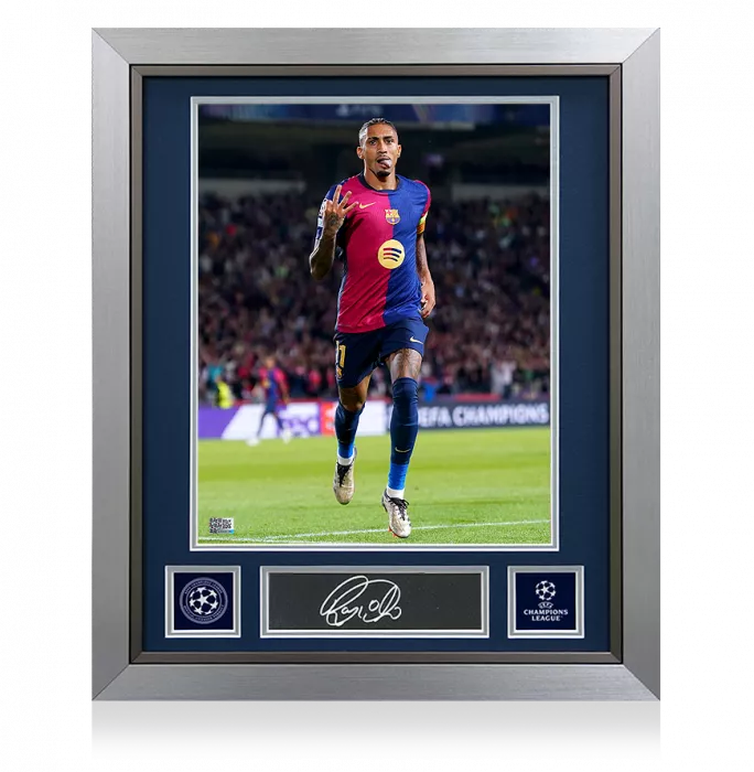 Raphinha Official UEFA Champions League Signed Plaque And Photo Frame: UCL Hat-Trick Vs FC Bayern Munich