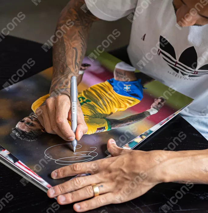 Raphinha Signed Brazil Photo In Premium Photo Frame: Goal Vs Paraguay