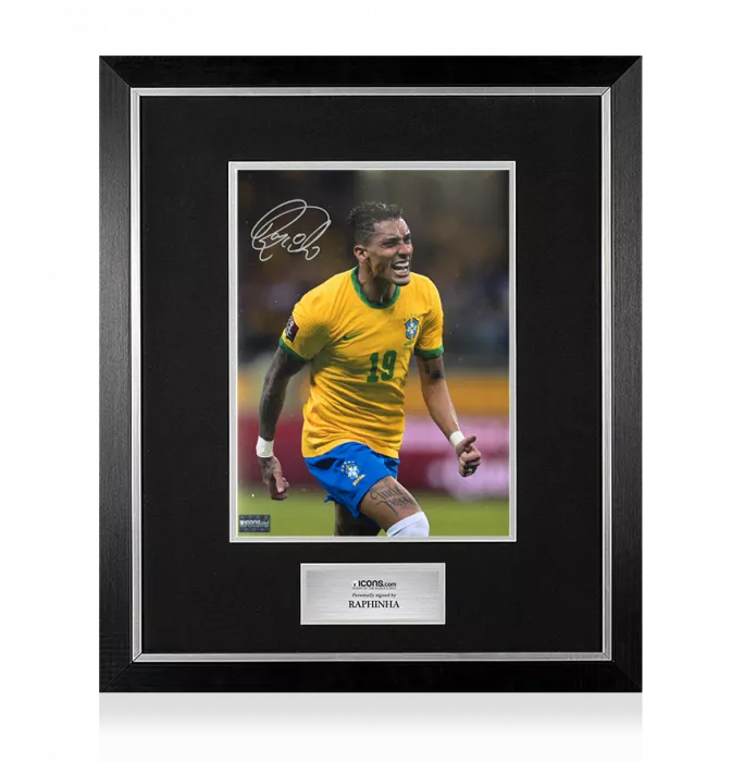 Raphinha Signed Brazil Photo In Premium Photo Frame: Goal vs Paraguay