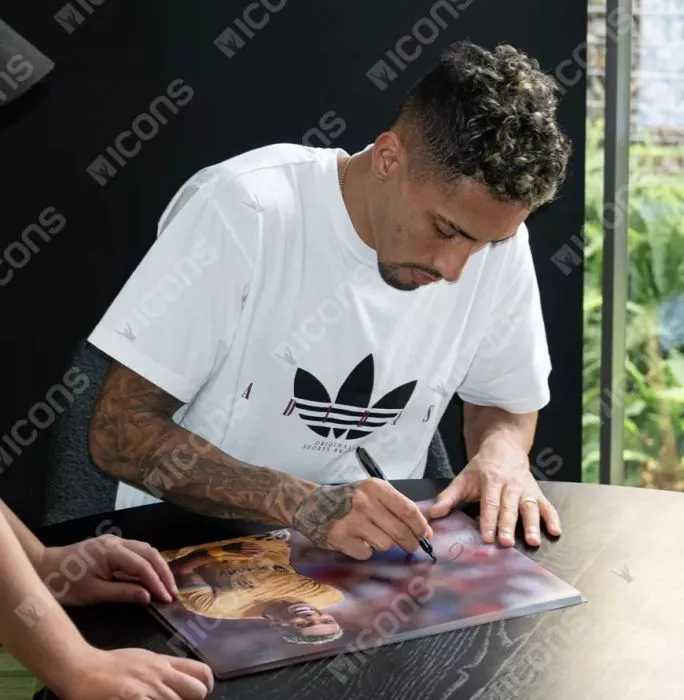 Raphinha Signed FC Barcelona Photo In Black Wooden Frame: Goal Vs Sevilla