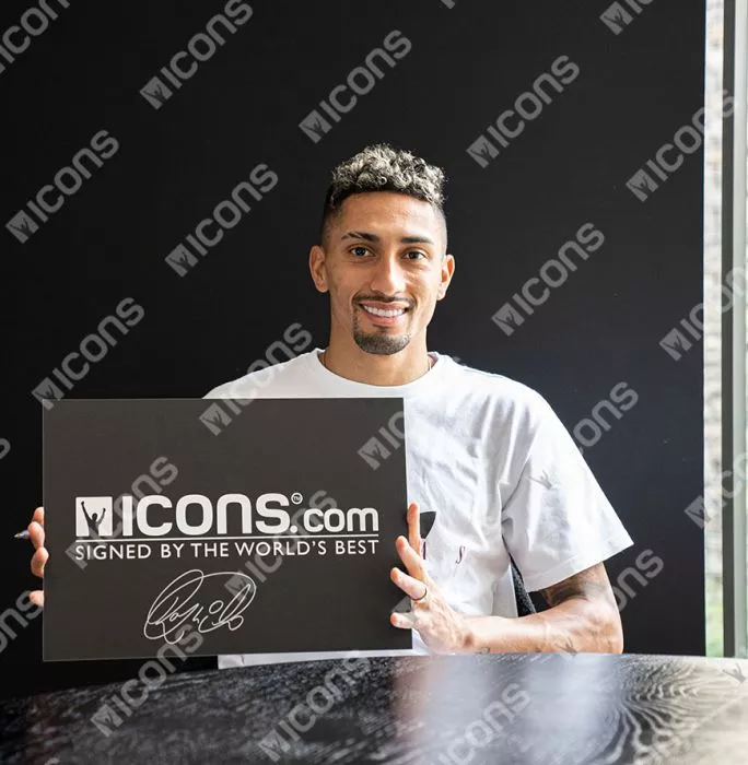 Raphinha Signed Leeds United Photo In Black Wooden Frame: Goal Vs Brentford