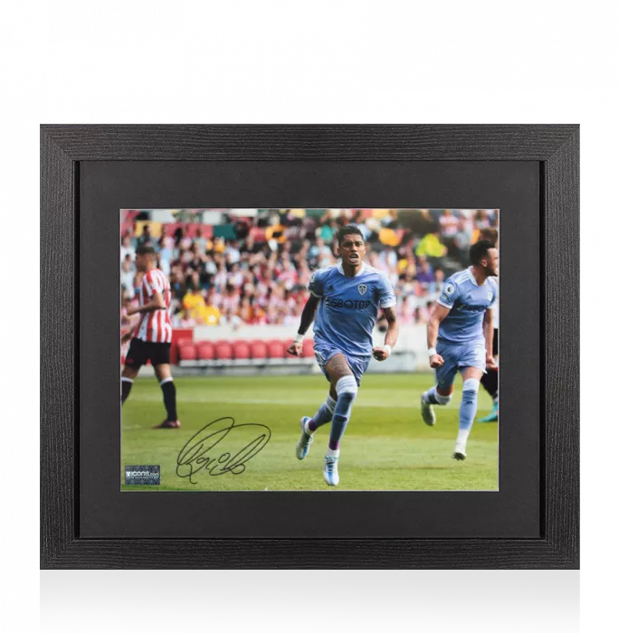 Raphinha Signed Leeds United Photo In Black Wooden Frame: Goal vs Brentford