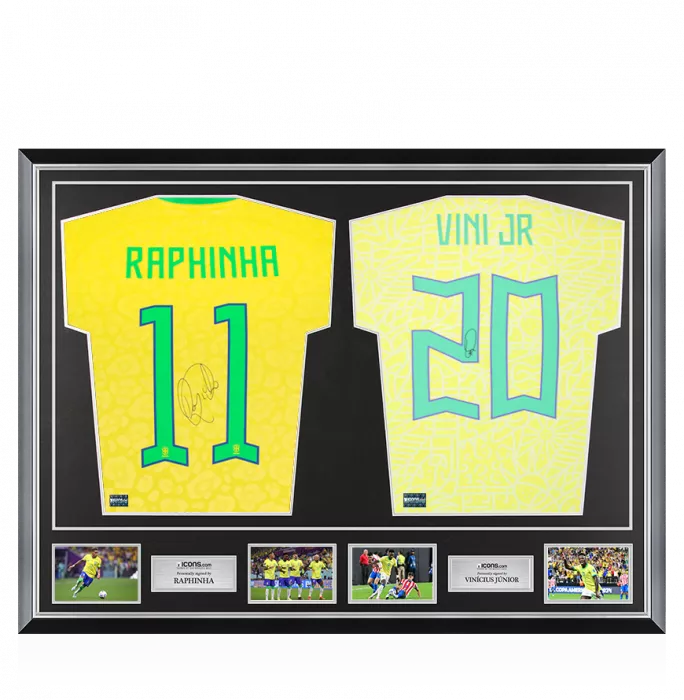 Raphinha & Vinicius Jr Signed Brazil Shirts In Classic Dual Frame