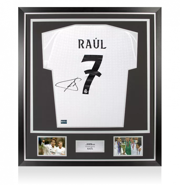 Raul Back Signed Real Madrid 2024-25 Home Shirt In Classic Frame