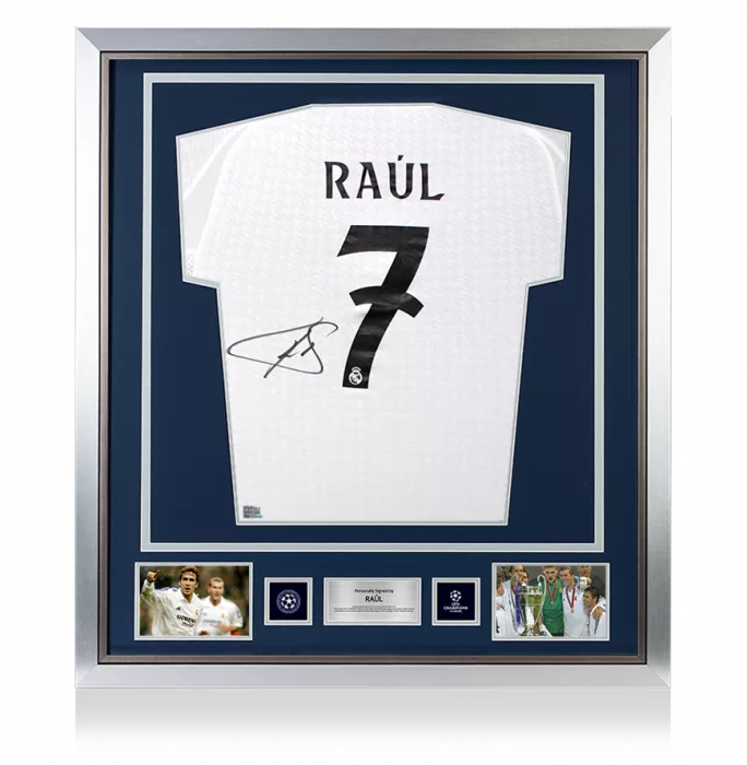 Raul Official UEFA Champions League Back Signed And Framed Real Madrid 2024-25 Home Shirt