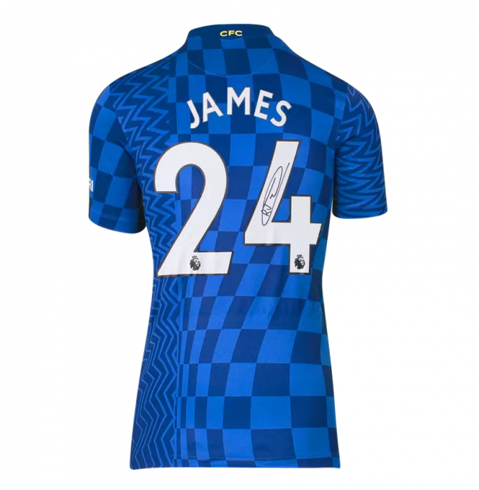 Reece James Back Signed Chelsea 2021-22 Home Shirt In Hero Frame: UEFA Conference League Winner