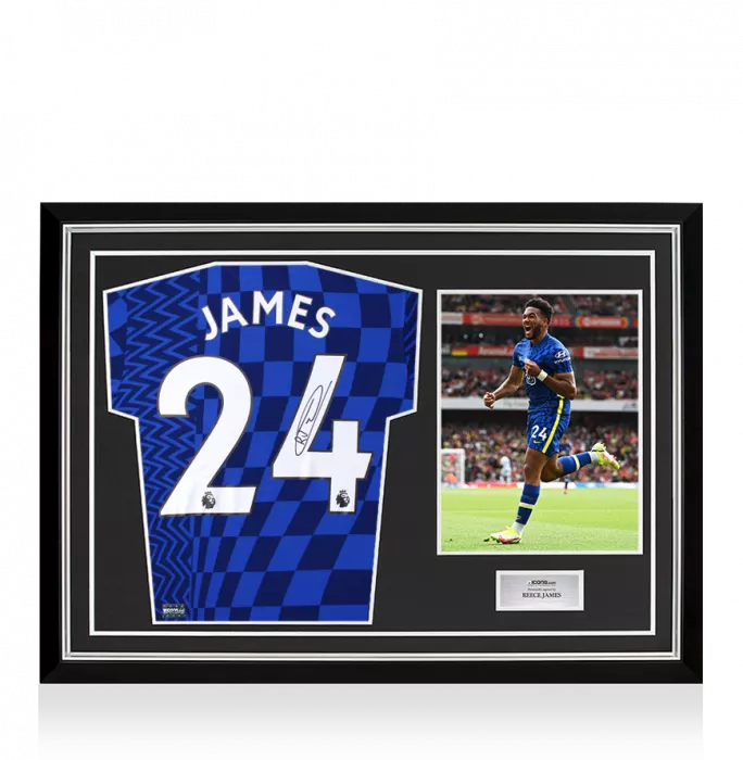 Reece James Back Signed Chelsea 2021-22 Home Shirt In Hero Frame: Option 1