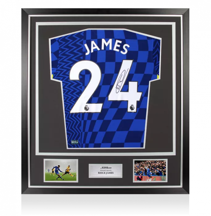 Reece James Back Signed Chelsea 2021-22 Home Shirt In Classic Frame