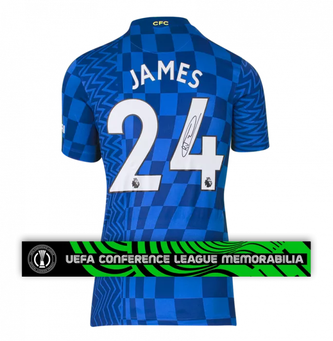Reece James Official UEFA Conference League Back Signed Chelsea 2021-22 Home Shirt