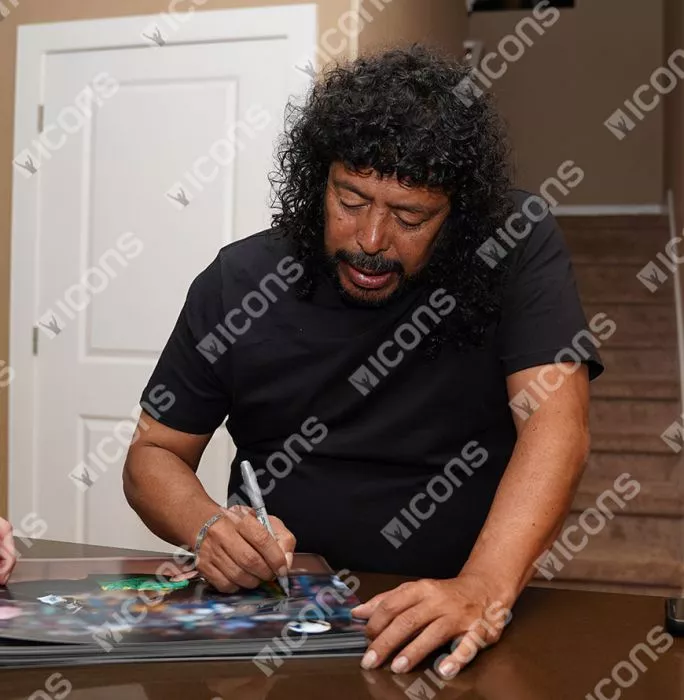 Rene Higuita Signed Colombia Photo In Black Wooden Frame: Iconic Scorpion Kick
