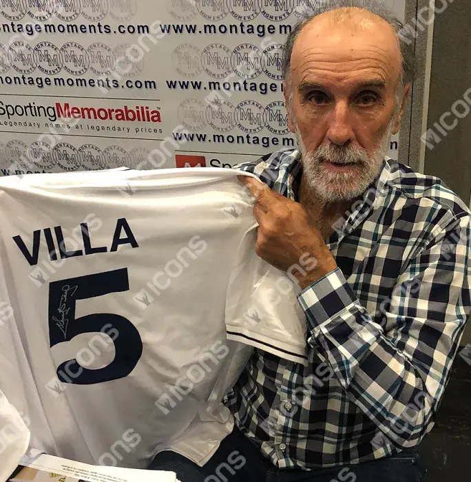 Ricky Villa Back Signed Retro Tottenham Hotspur Home Shirt In Classic Frame