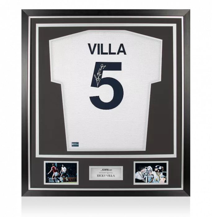 Ricky Villa Back Signed Retro Tottenham Hotspur Home Shirt In Classic Frame