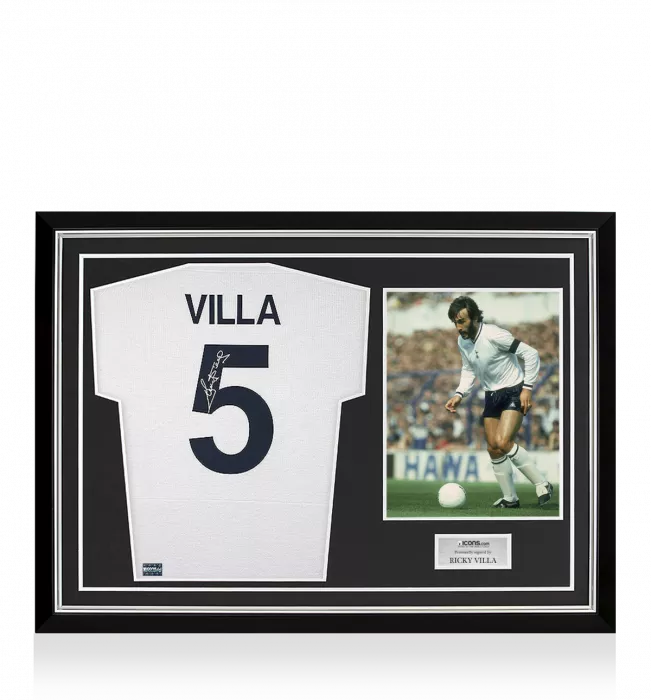 Ricky Villa Back Signed Retro Tottenham Hotspur Home Shirt Home Shirt In Hero Frame: Option 1