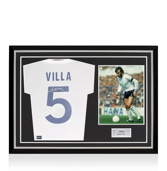 Ricky Villa Back Signed Tottenham Hotspur 1978 Home Shirt In Hero Frame: Option 1