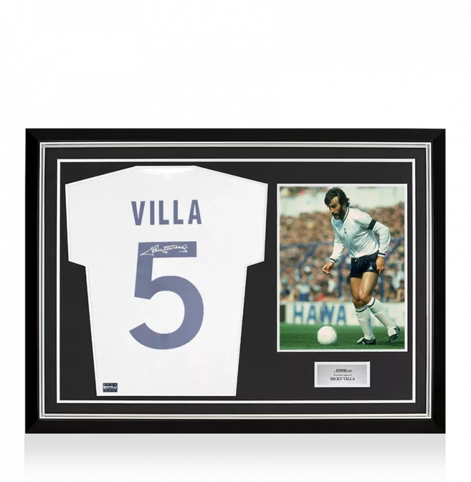 Ricky Villa Back Signed Tottenham Hotspur 1981 Home Shirt In Hero Frame: Option 1