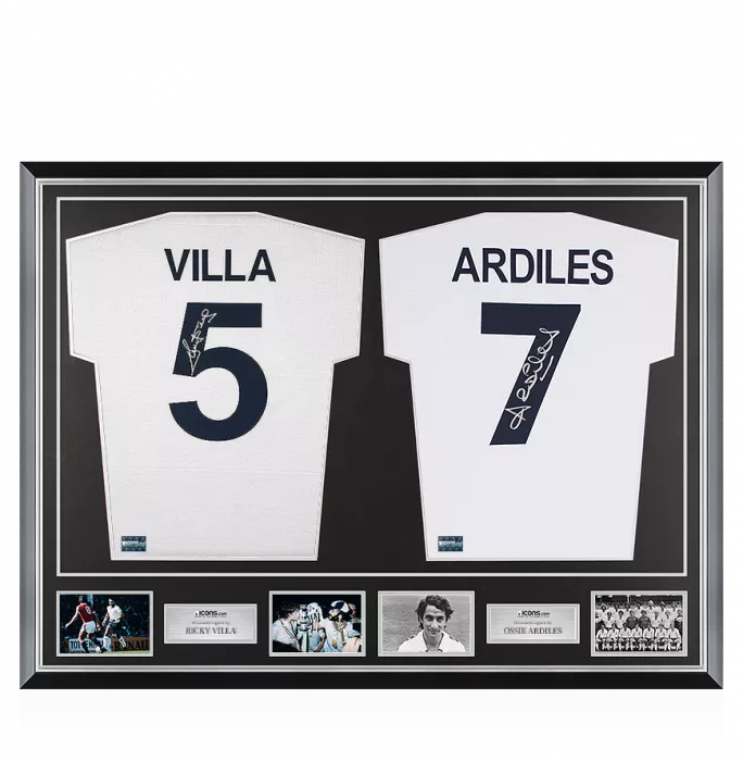 Ricky Villa & Ossie Ardiles Signed Tottenham Hotspur Shirts In Classic Dual Frame