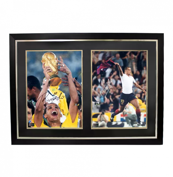 Rivaldo Brazil & Rivaldo FC Barcelona Signed Photos In Dual Photo Frame