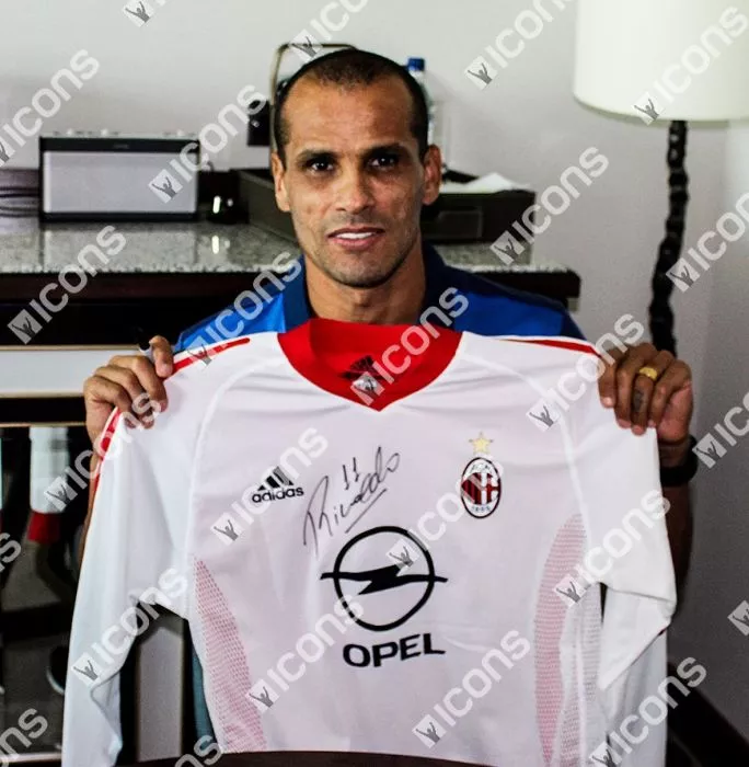 Rivaldo Front Signed AC Milan 2002-04 Away Shirt In Hero Frame: Option 1