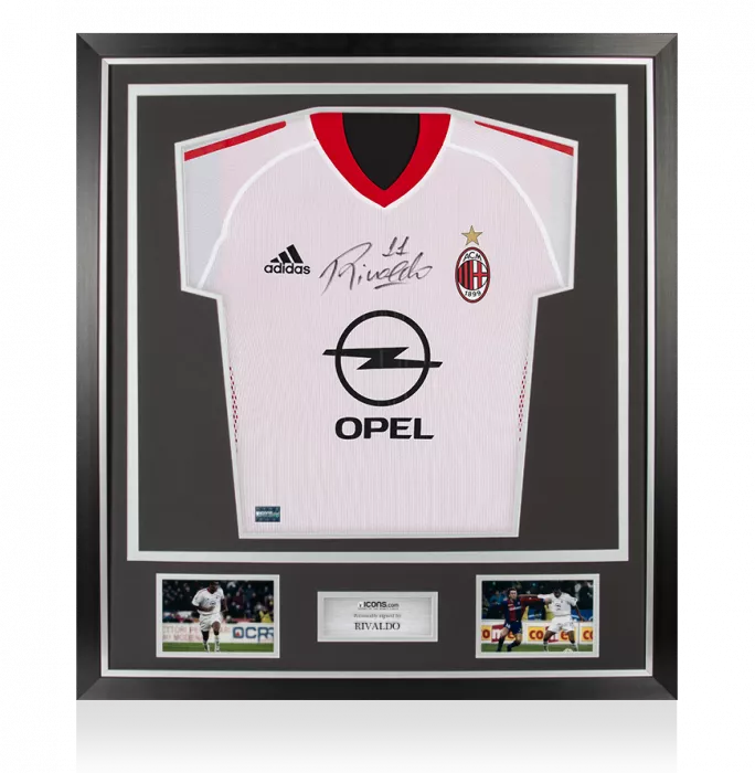 Rivaldo Front Signed AC Milan 2002-04 Away Shirt In Classic Frame