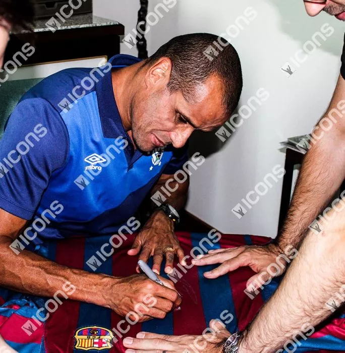 Rivaldo Front Signed FC Barcelona 2005-06 Home Shirt In Classic Frame
