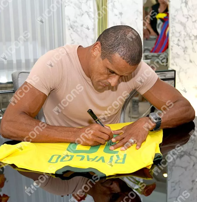 Rivaldo Official Ballon D'Or™ Back Signed And Hero Framed Brazil Retro Home Shirt