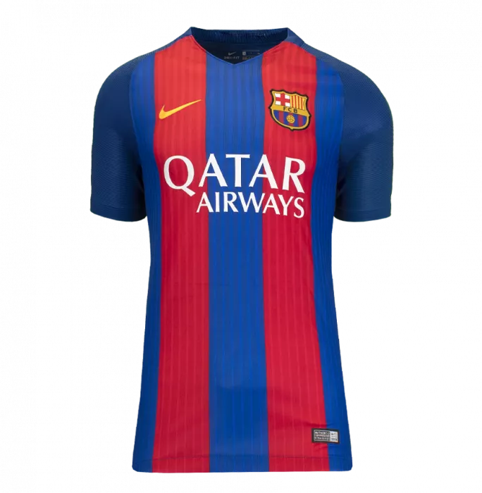 Rivaldo Official FC Barcelona Back Signed And Framed Modern FC Barcelona Home Shirt