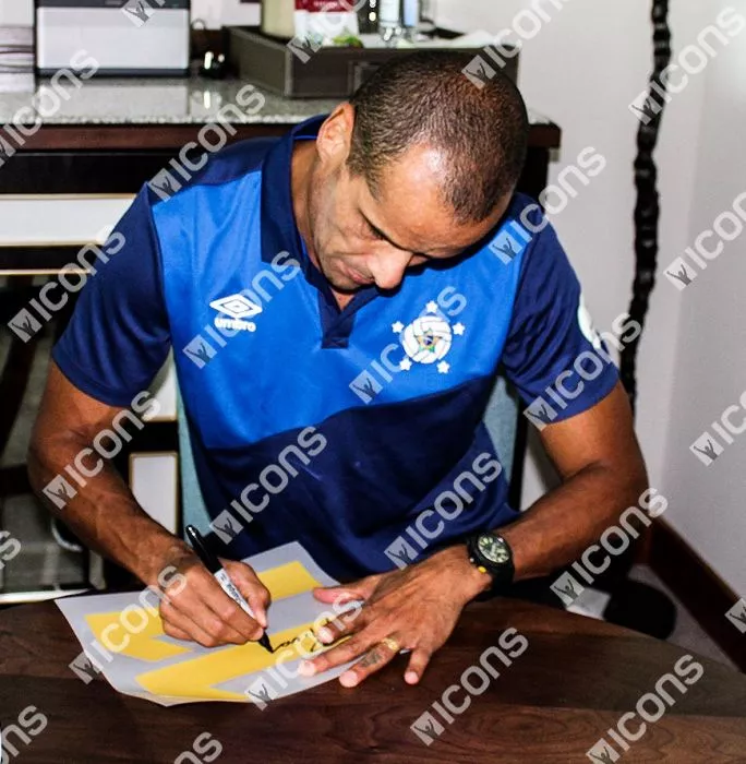 Rivaldo Official FC Barcelona Back Signed Retro Home Shirt With Fan Style Numbers