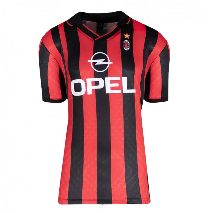 Rivaldo Official UEFA Champions League Back Signed And Framed AC Milan Retro Home Shirt