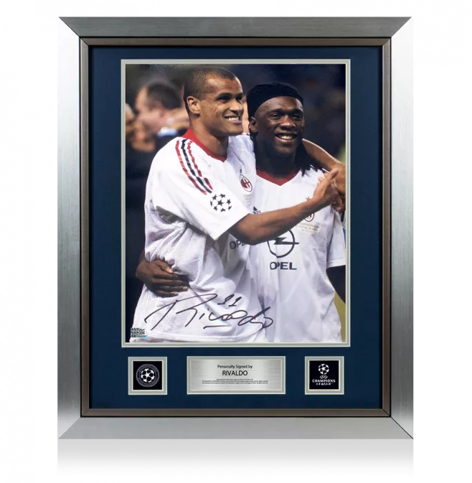 Rivaldo Official UEFA Champions League Signed And Framed AC Milan Photo: 2003 Winner