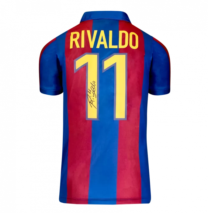 Rivaldo & Romario Signed Barcelona Shirts In Classic Dual Frame