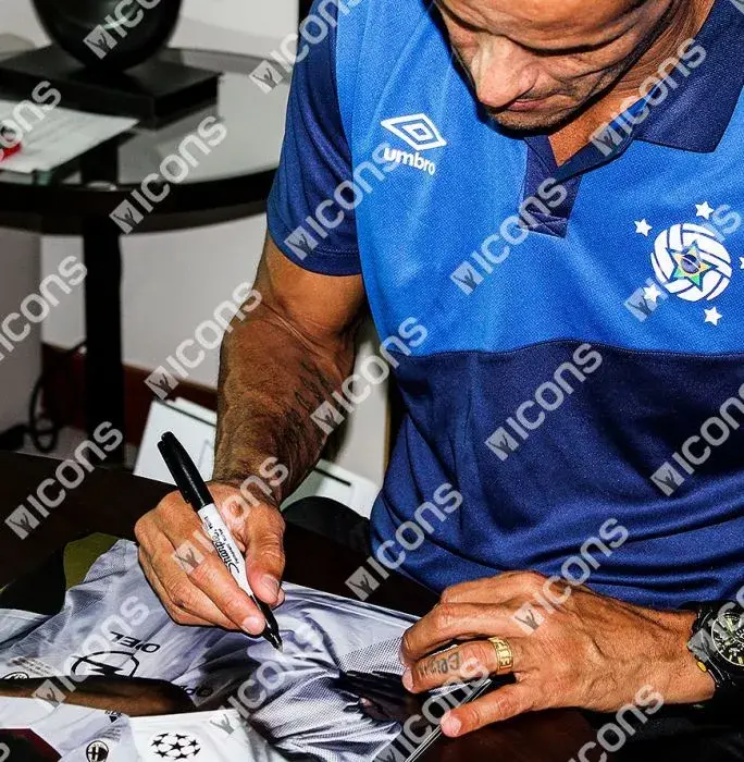 Rivaldo Signed AC Milan Photo In Black Wooden Frame