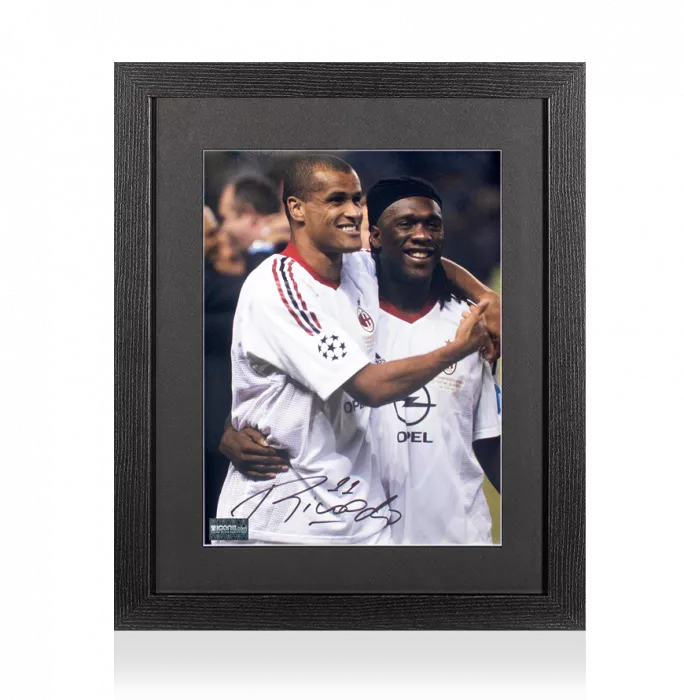 Rivaldo Signed AC Milan Photo In Black Wooden Frame: 2003 UEFA Champions League Winner